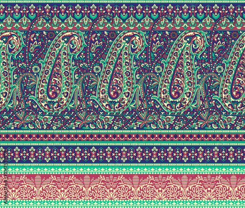 Obraz na płótnie seamless beautiful wallpaper cards border design floral leaf vintage ornament Victorian geometric ethnic print paisley w salonie