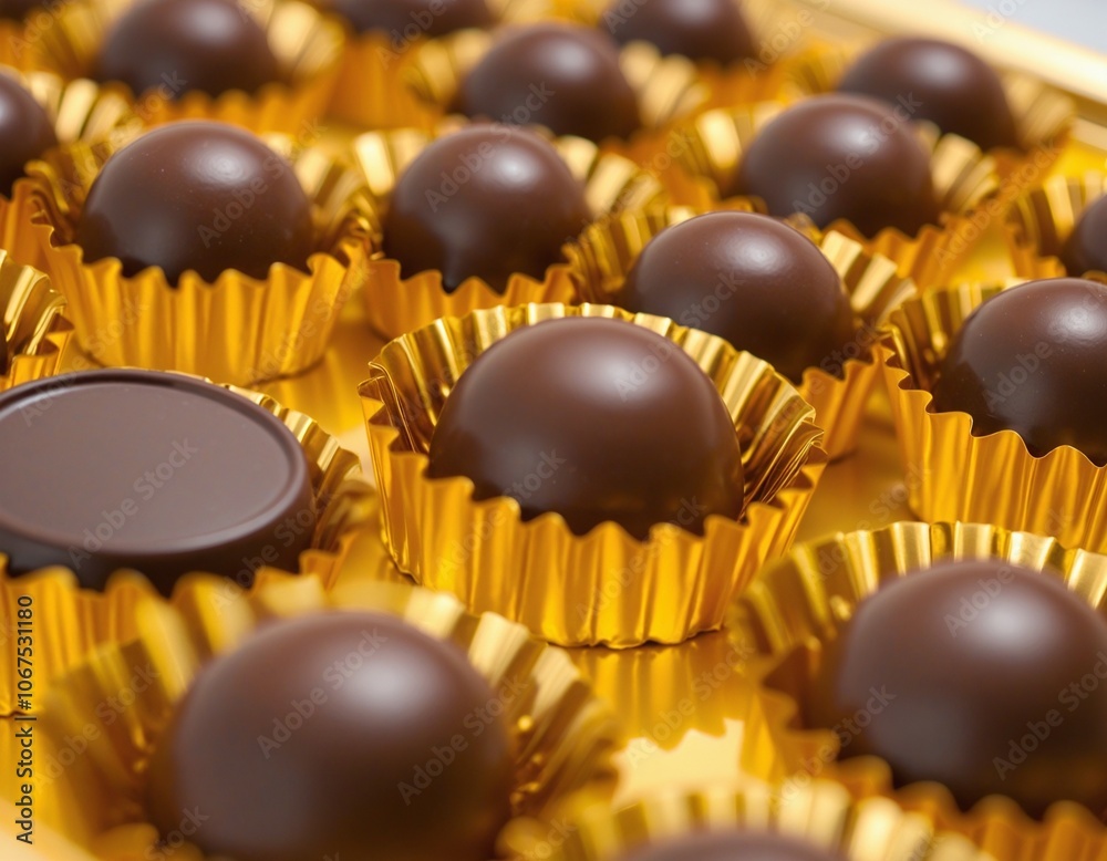 Luxurious Chocolate Confections in Golden Tray