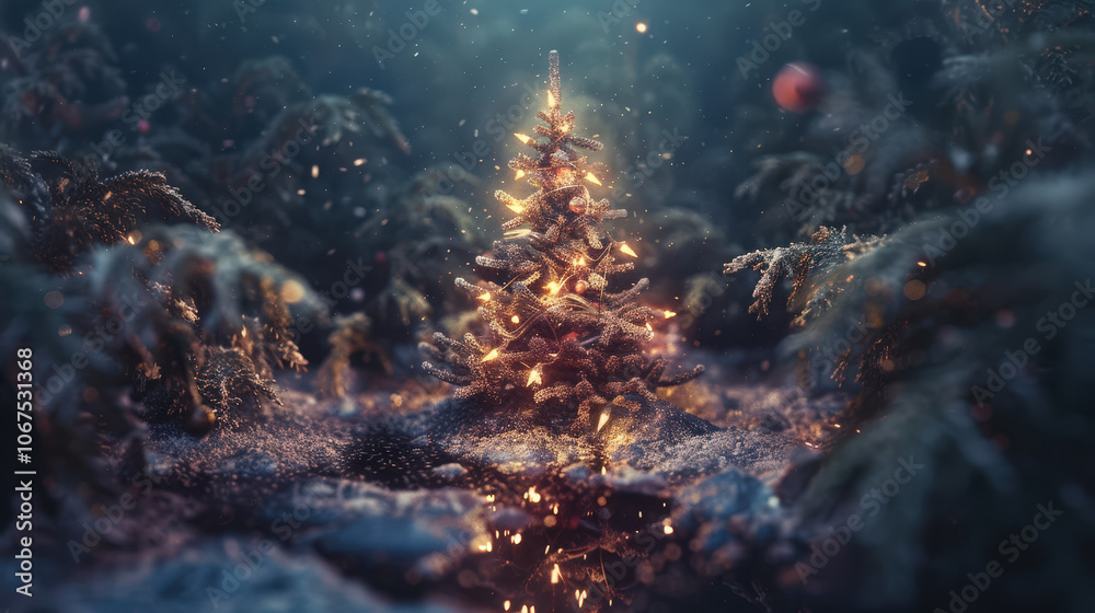 Obraz premium beautiful christmas tree with lights