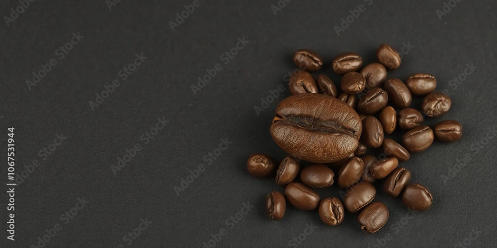 Roasted coffee bean on a dark background, perfect for coffee lovers, morning, roasted, drink Roasted coffee bean on a dark background, perfect for coffee lovers, morning, roasted, drink