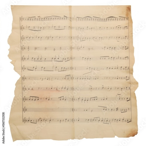 Music ripped paper text page sheet music.