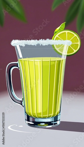 cartoonish glass mug filled with Margarita