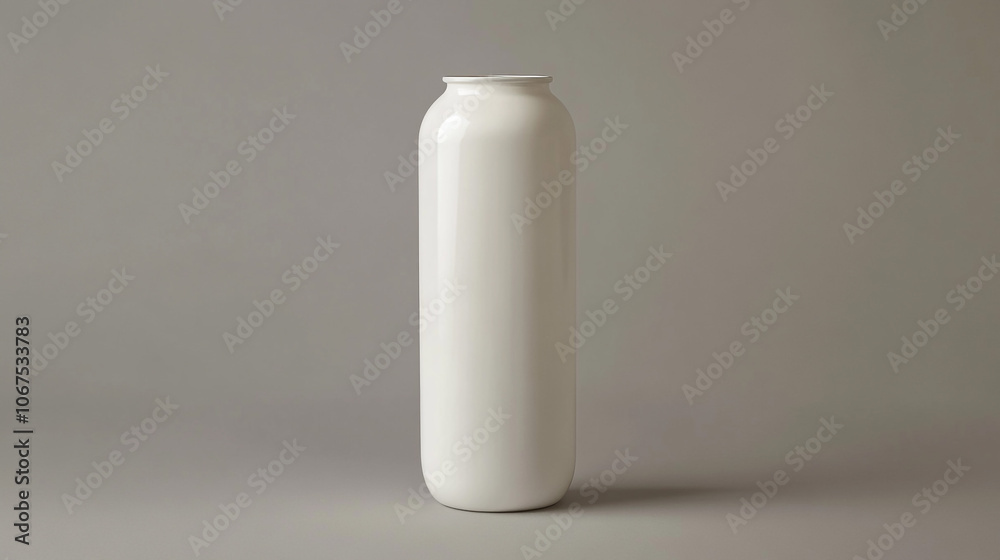 White Ceramic Vase on Grey Background Minimalist Home Decor White Ceramic Vase on Grey Background Minimalist Home Decor