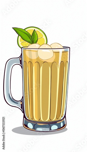cartoonish glass mug filled with Whisky Sour