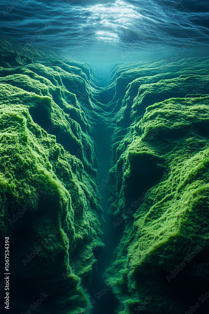 Obraz premium Underwater River with Dramatic Depths