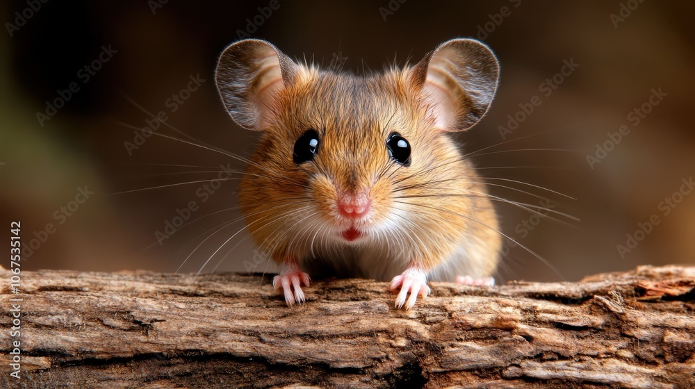 A cute mouse pauses on a log in a peaceful forest environment, its eyes full of curiosity and wonder, embodying innocence and the beauty of nature. A cute mouse pauses on a log in a peaceful forest environment, its eyes full of curiosity and wonder, embodying innocence and the beauty of nature.