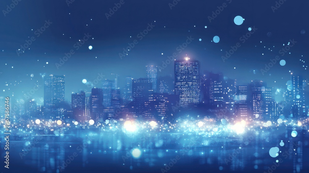 city blurring lights abstract circular bokeh on blue background city blurring lights abstract circular bokeh on blue background