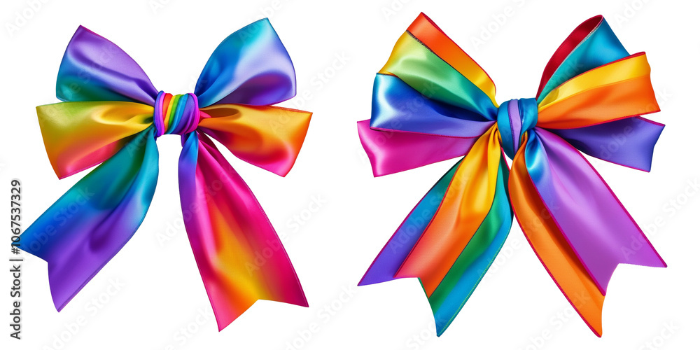 Colorful satin bows in vibrant rainbow hues, perfect for gifts or decorations Colorful satin bows in vibrant rainbow hues, perfect for gifts or decorations
