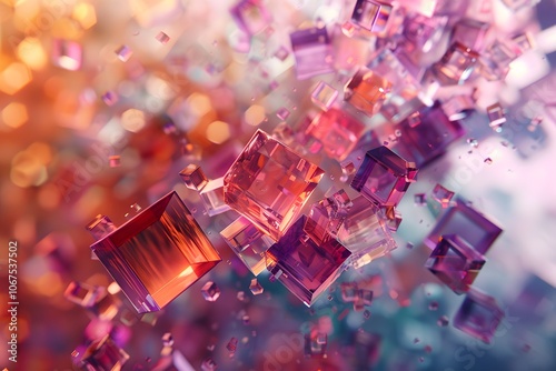 Vibrant Abstract Composition of Floating Colorful Cubes