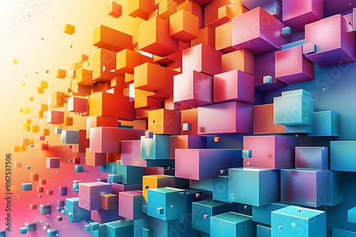 Vibrant 3D Cubes in a Colorful Abstract Space