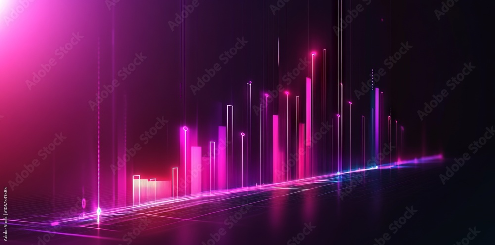 Neon financial graph illustration representing success and wealth on a dark background. AI generated illustration Neon financial graph illustration representing success and wealth on a dark background. AI generated illustration