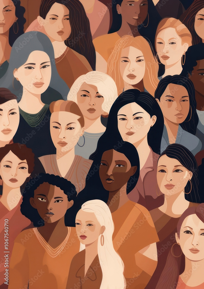 Illustration of women of different races in university. Illustration of women of different races in university.