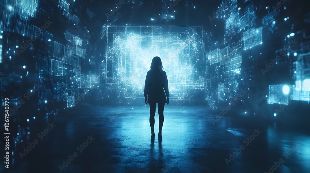 A futuristic social media app featuring immersive storytelling with holograms
