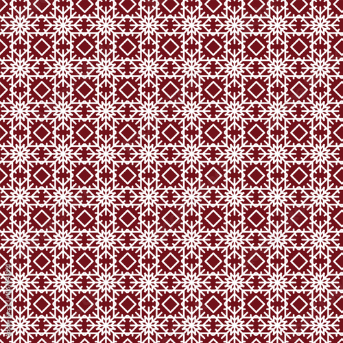 Seamless vector pattern with Christmas trees, ornaments, and snowflakes for festive designs