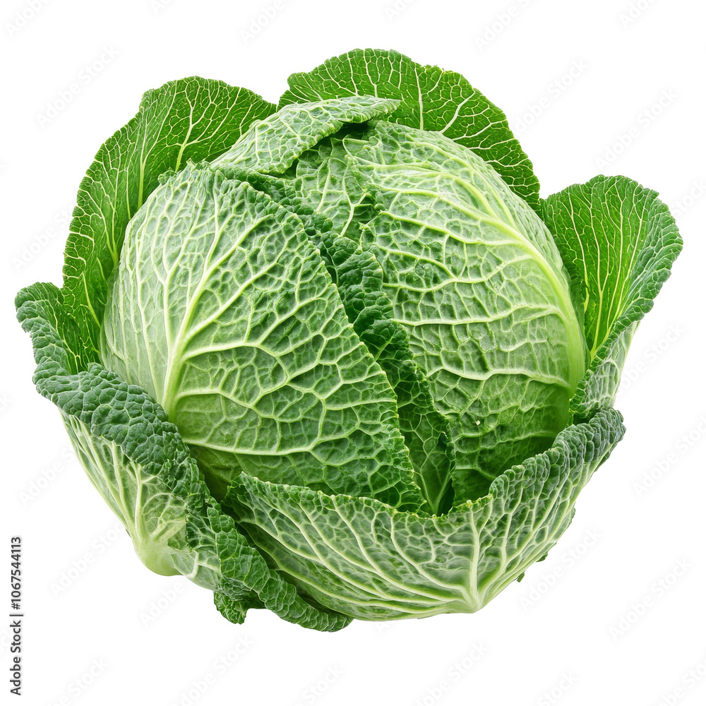 Harvest ready green cabbage in garden