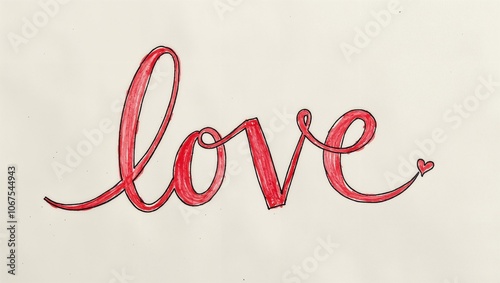 Lettering illustration for poster, card, banner valentine day, wedding. Hand drawn word - love  photo