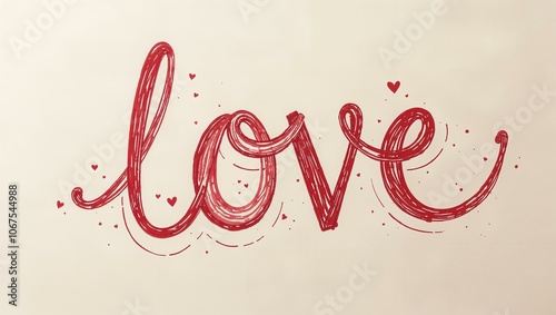 Lettering illustration for poster, card, banner valentine day, wedding. Hand drawn word - love 