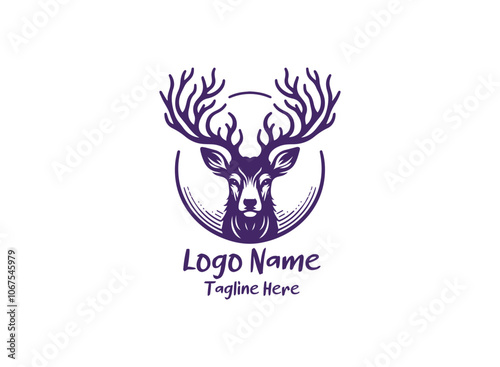 Deer silhoutte type logo design vector photo