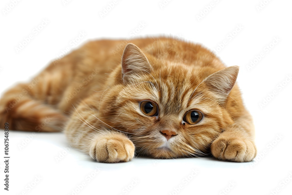 Adorable Ginger Cat Relaxing on a White Background Adorable Ginger Cat Relaxing on a White Background