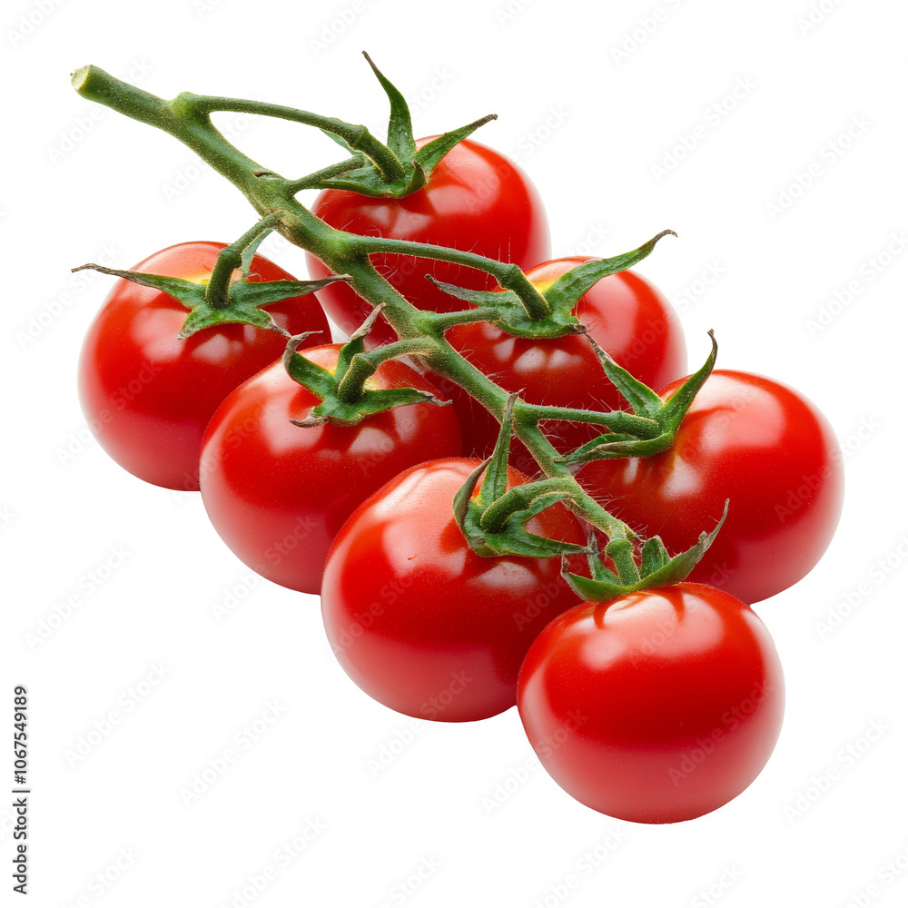 Fresh red tomatoes on a vine ready for harvest Fresh red tomatoes on a vine ready for harvest