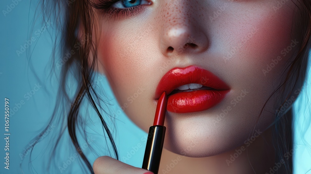 Fototapeta premium make up beauty lipstick nail polish liquid powder mascara pencil