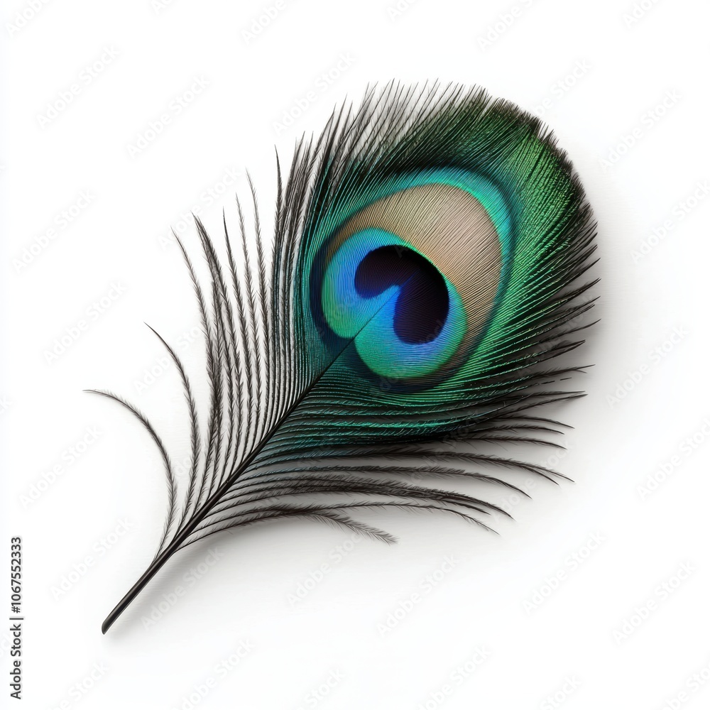 Obraz premium Vibrant peacock feathers in close-up, intricate patterns and iridescent colors showcasing the beauty of nature