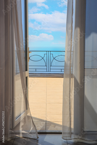 View of the sea from the terrace doors