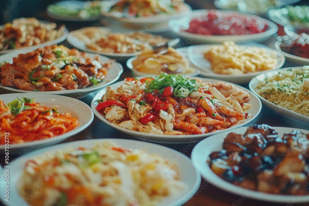 Plates of Food on Table Plates of Food on Table