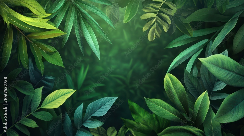Fototapeta premium Nature of green leaf in garden at summer. Natural green leaves plants using as spring background cover page greenery environment ecology wallpaper