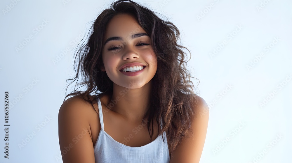 Portrait of a beautiful young woman smiling and looking at camera. Portrait of a beautiful young woman smiling and looking at camera.