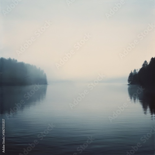 foggy lake in the early morning -"A foggy lake at dawn, where mist and stillness create a serene and peaceful morning atmosphere."