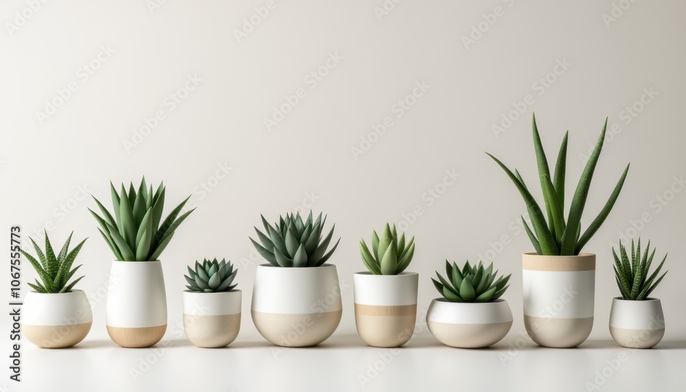 Minimalist succulent arrangement in stylish ceramic pots for modern home decor Minimalist succulent arrangement in stylish ceramic pots for modern home decor