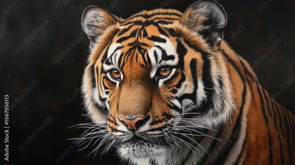 Portrait of a Tiger with a black background Portrait of a Tiger with a black background