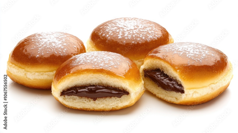 Delicious chocolate-filled buns with fluffy swirls arranged beautifully in a studio setting, perfect for an indulgent treat Delicious chocolate-filled buns with fluffy swirls arranged beautifully in a studio setting, perfect for an indulgent treat