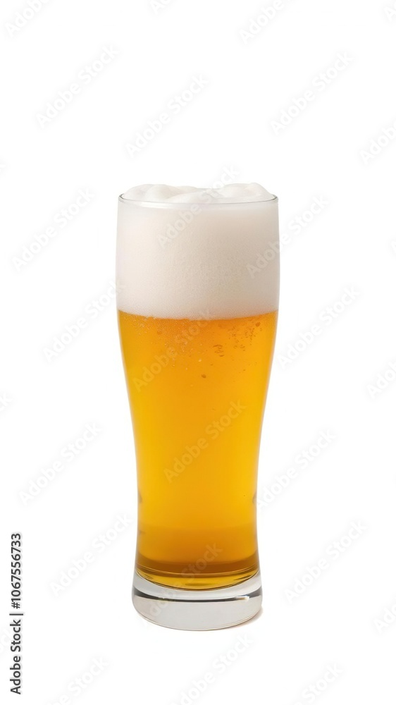 Glass of beer with overflowing foam isolated on white background, beer, white background, isolated Glass of beer with overflowing foam isolated on white background, beer, white background, isolated