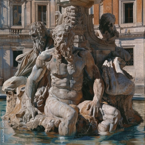 Four rivers fountain in Piazza Navona of Rome  photo