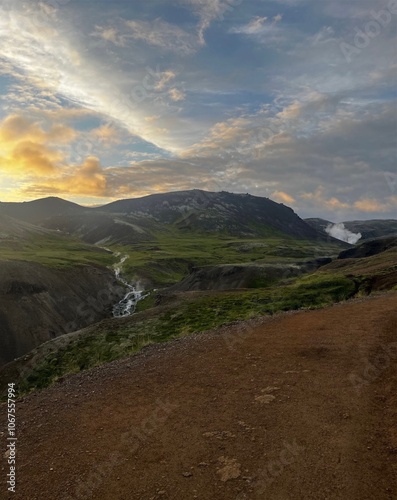sunset in the mountains of Iceland