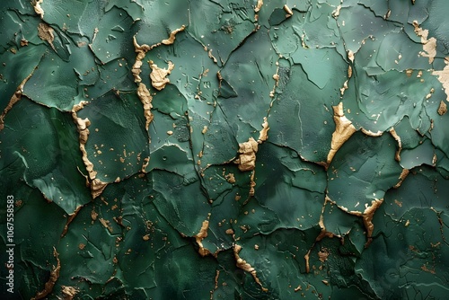 Textured Green and Gold Peeling Paint Background