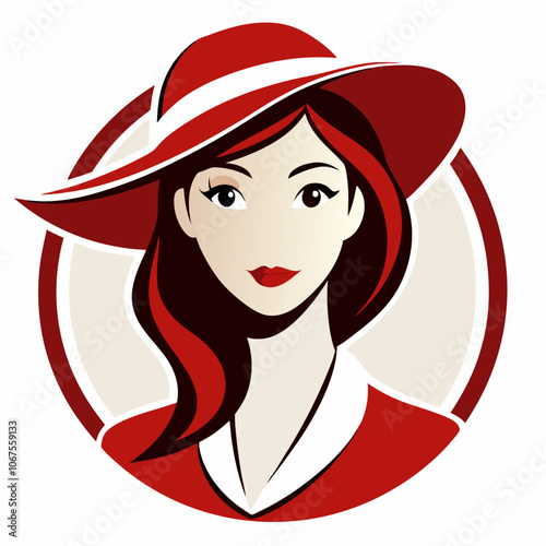 Beautiful woman in hat logo vector illustration on white background