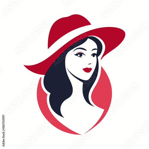 Beautiful woman in hat logo vector illustration on white background