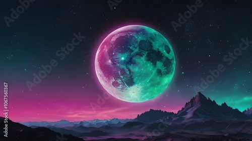 Background 4K, PC, Galaxy Scene with Aurora and Stars - Vaporwave Electrowave Aesthetics, Neon Colors, Holographic Effects - Perfect for HD Wallpaper, 