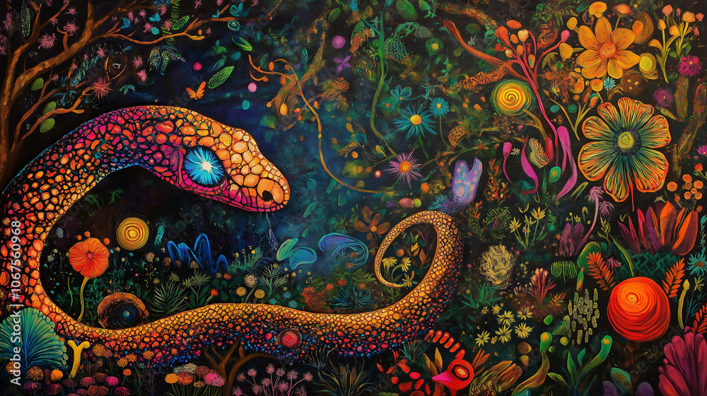 Vibrant Serpent in Enchanted Forest