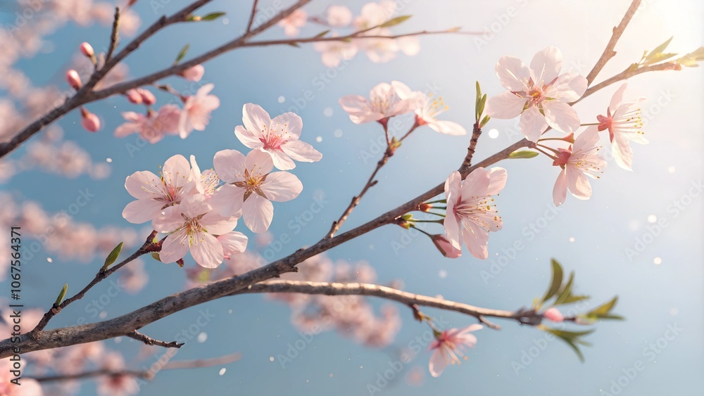 Cherry Blossom Branch in Springtime Sunlight Cherry Blossom Branch in Springtime Sunlight