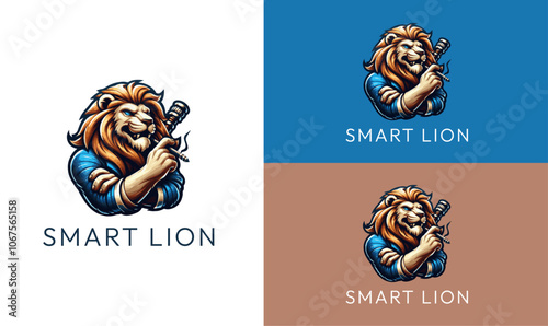 Smart Lion Mascot Logo Design