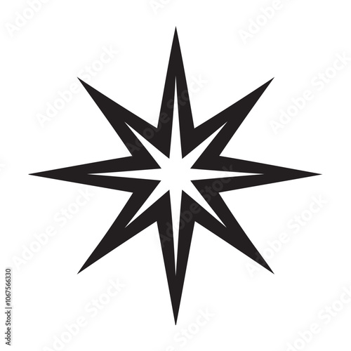 Star (of Bethlehem) silhouette vector art black color design and solid white background 