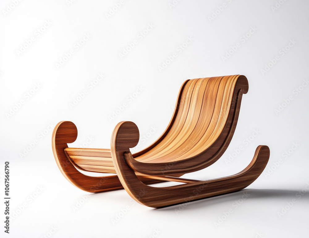 Modern Wooden Sleigh Design Isolated on White Background Modern Wooden Sleigh Design Isolated on White Background