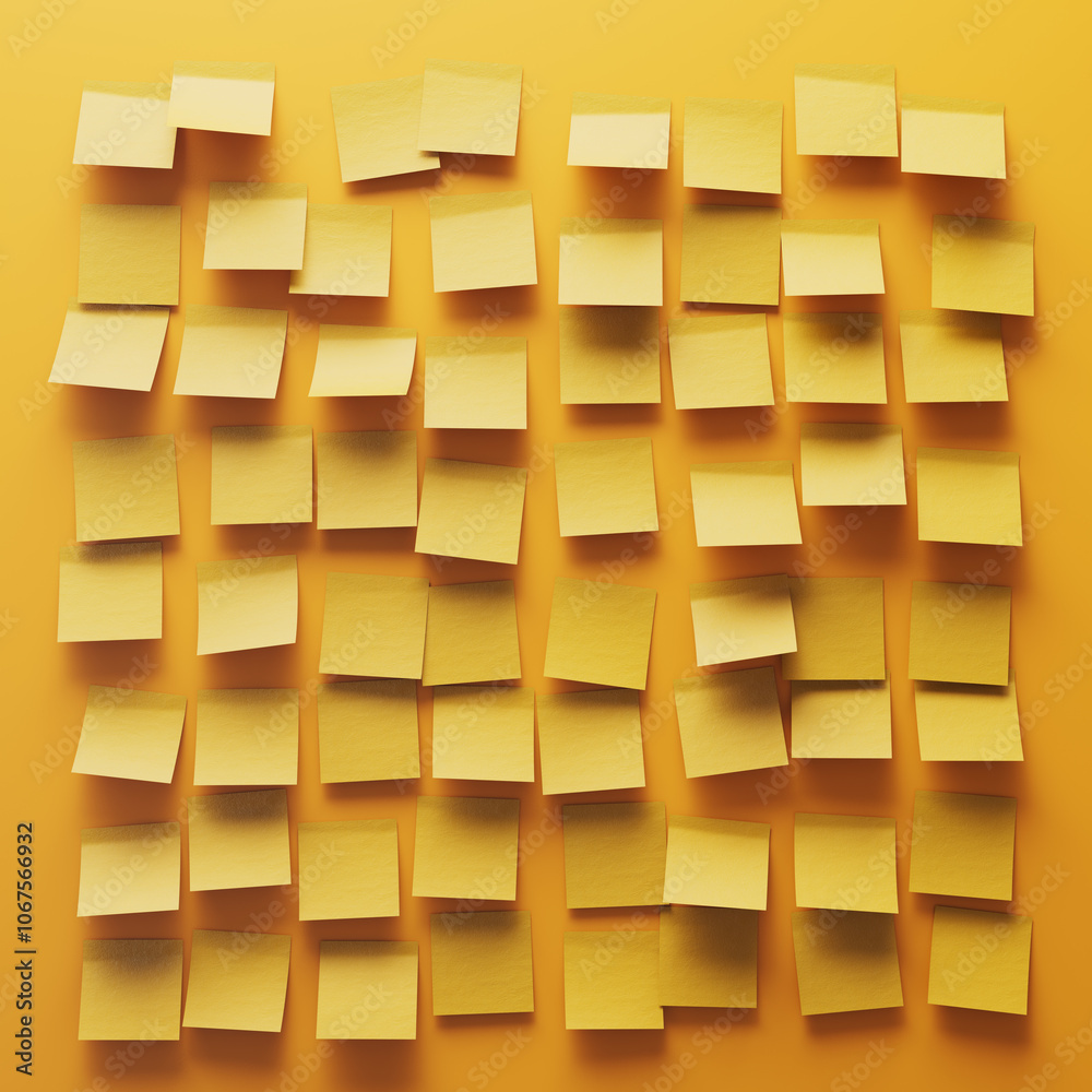 Colorful Grid of Yellow Sticky Notes on a Bright Yellow Background Colorful Grid of Yellow Sticky Notes on a Bright Yellow Background