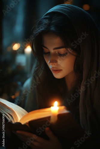A serene illustration depicting Mary Magdalene in a moment of quiet contemplation, showcasing her grace and compassion, set against a peaceful backdrop.

