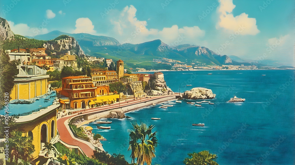 Naklejka premium Retro Vintage Postcard of Italy in the 1970s