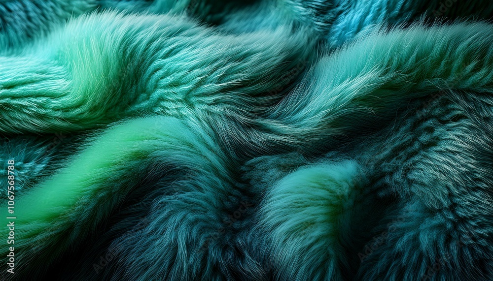 Obraz premium Soft Blue and Green Fluffy Fur Texture Background